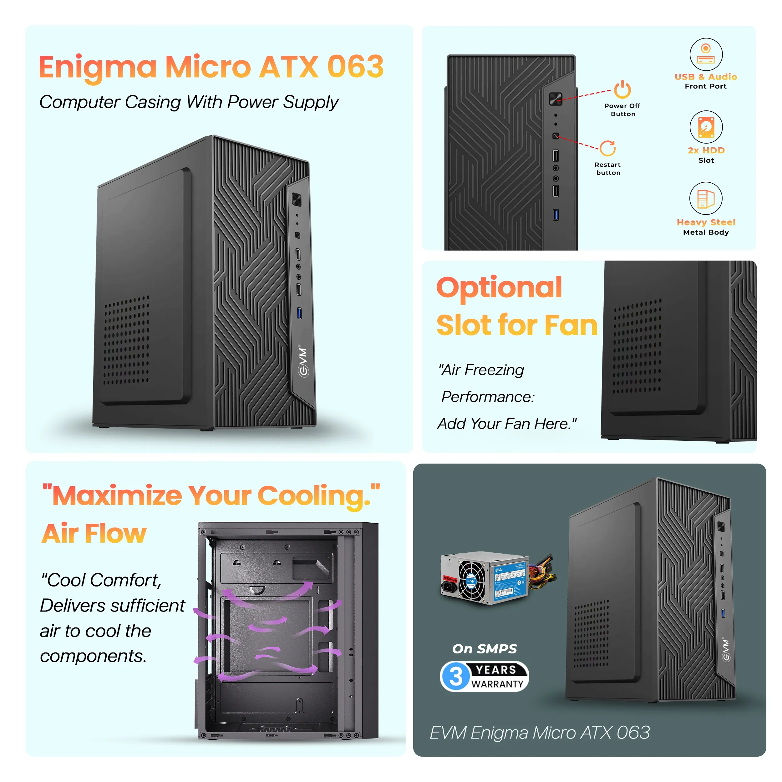 EVM Cabinet With SMPS Enigma Micro ATX 063 view 4